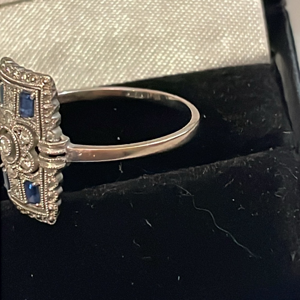 18K Art Deco sapphire and diamond ring - Picture 7 of 9